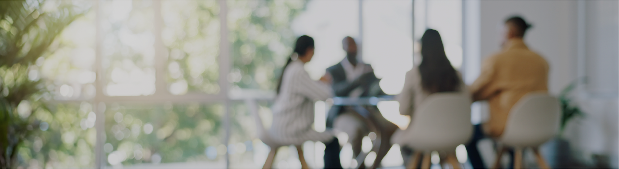 Business meeting, blurred background and people in office for teamwork, collaboration and planning,