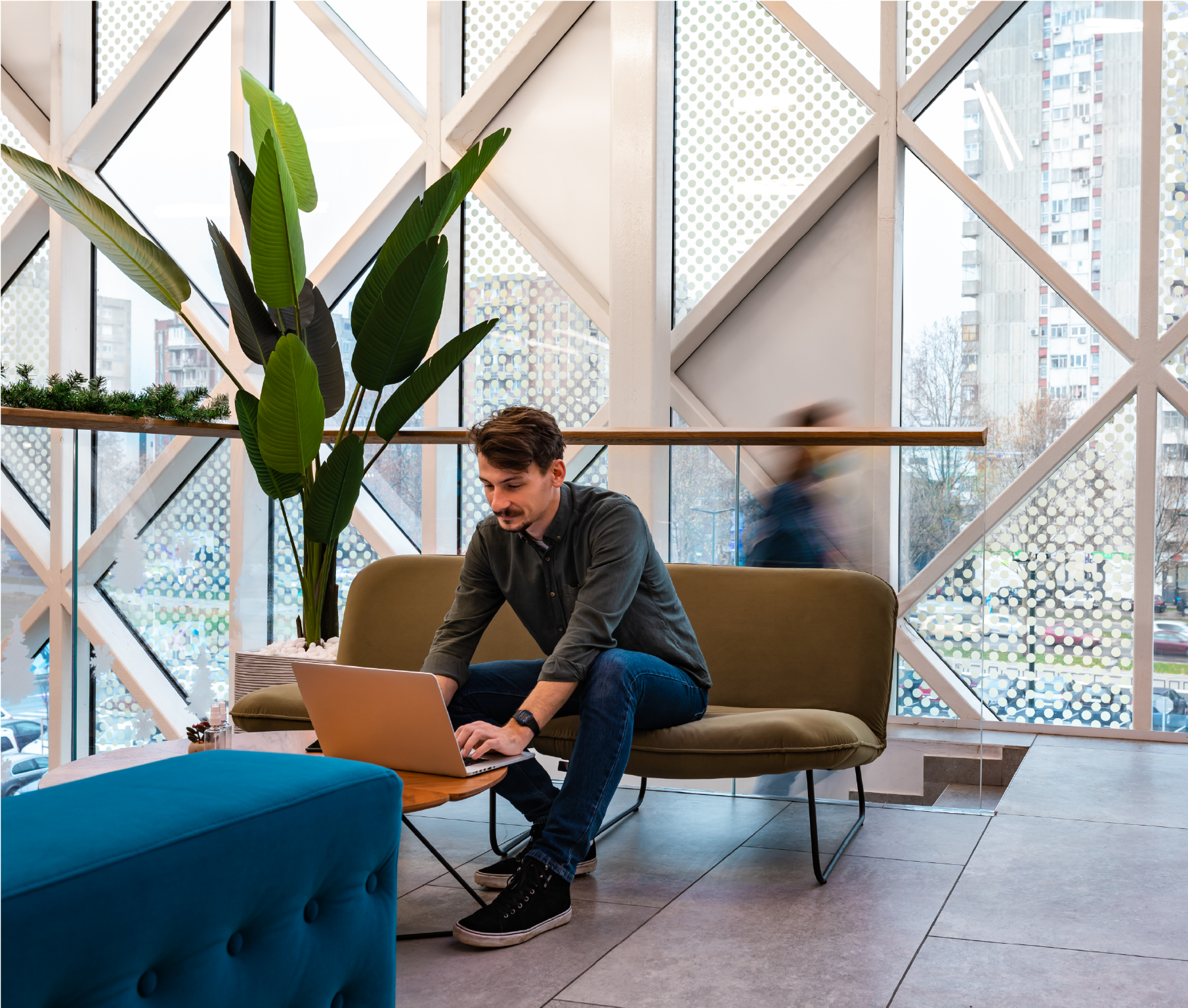 Businessman writing emails.