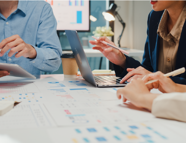 Businesspeople brainstorming some new ideas about project to partner