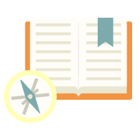 Open book icon with compass